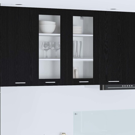 Hengende skap Riga Svart Eik 80 x 31 x 80 cm Konstruert tre Hengende skap Riga Svart Eik 80 x 31 x 80 cm Konstruert tre
