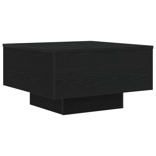 Kaffebord med LED lys Svart Eik 55x55x31 cm