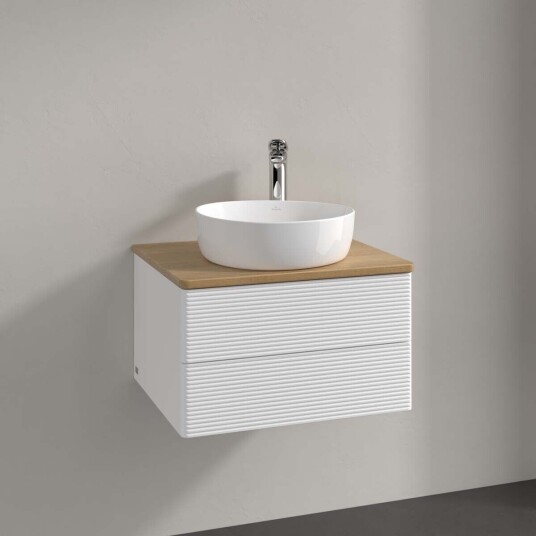 Villeroy & Boch Antao Servantskap med 2 skuffer 60x50x36 cm m/lys Hvit Matt/Eik Villeroy & Boch Antao Servantskap med 2 skuffer 60x50x36 cm m/lys Hvit Matt/Eik