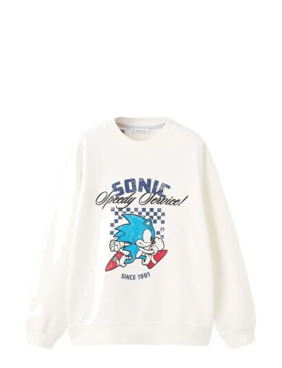 Mango Printed Sonic Sweatshirt   Blue   7 8