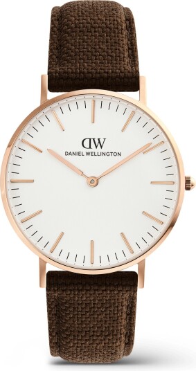 Rose Gold 36mm Watch Classic Brown Canvas | DW
