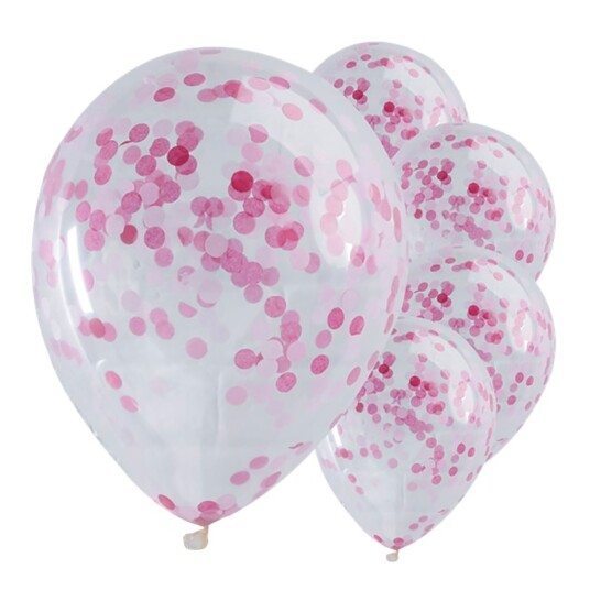 Ginger Ray Konfettiballonger Rosa Konfetti - 5-pakning