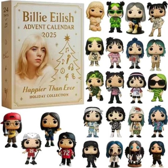 Billie Eilish Adventskalender 2025 – 24 Dager 2D Akryl Julekalender Leketøy & Gave