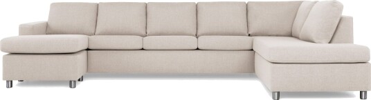 Crazy 5 seters Høyrevendt U formet X Large Sofa med Divan og Sjeselong i Stoff   Beige
