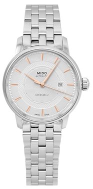 Mido Dameklokke M037.207.11.031.01 Baroncelli Sølvfarget/Stål Ø30
