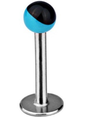 Aab Magic Stone Labret med Blå og Svart Kule Strl 1.2 x 8 mm med 3 mm kule