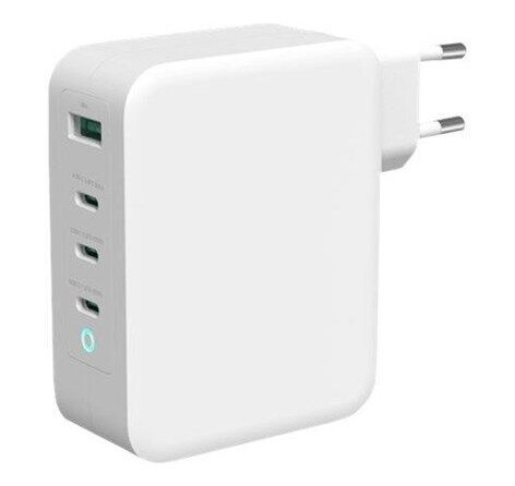 Deltaco 130W GaN USB-C vegglader med hurtiglading - Hvit