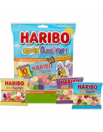 Haribo Eggs Galore   Pose med Forskjellige Vingummi og Skum Egg 160 gram