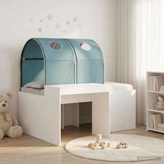  Seng med tunnel 4 pcs Artisian Eik og Lys Blå Konstruert tre