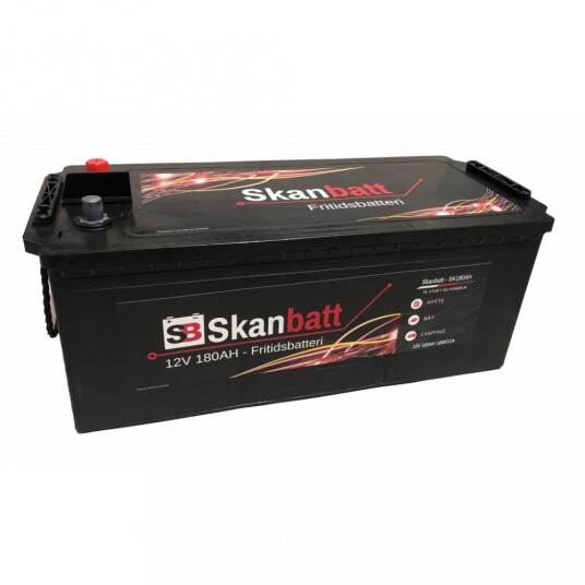 SKANBATT Fritidsbatteri 12V 180AH 1000CCA (513x223x203/223mm) +venstre. SKANBATT Fritidsbatteri 12V 180AH 1000CCA (513x223x203/223mm) +venstre.