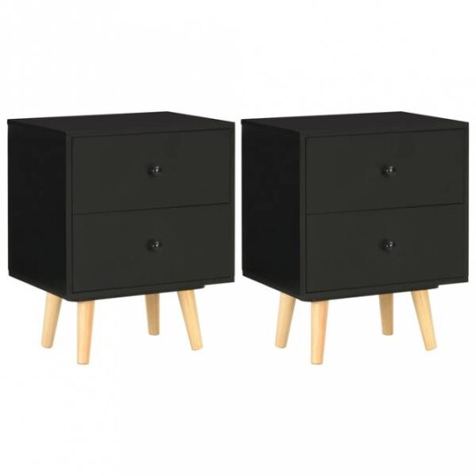 Nattbord 2 stk 40x30x50 cm heltre furu - sort