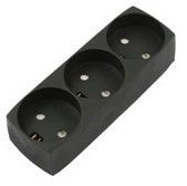 DK 3-Socket Sort med jord DK 3-Socket Sort med jord