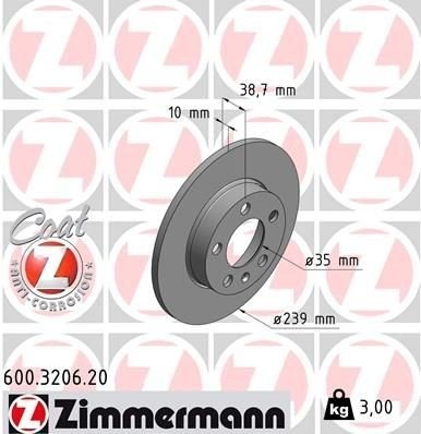 ZIMMERMANN 600.3206.20 Bremseskive