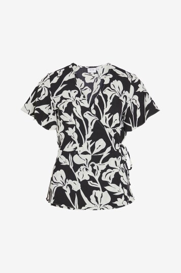Vila Omslagsbluse viLovie S/S Wrap Top Svart
