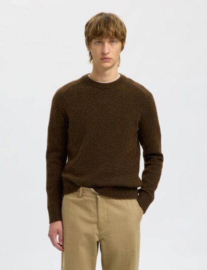 Selected Slhrai Ls Knit Crew Neck Noos - Brown - M Selected Slhrai Ls Knit Crew Neck Noos - Brown - M
