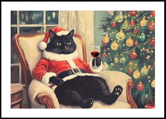 Christmas Chilling Cat Poster Plakat / 100x150cm