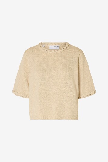 Selected FEMME - Topp slfAlma 2/4 Knit O-neck - Beige