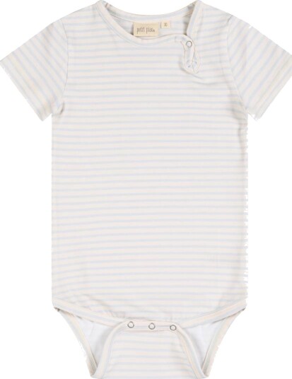 Petit Piao Body S/S Printed Pearl Blue/Offwhite (80 / 1 år)