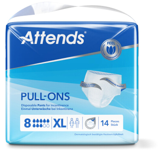 Attends Pull-ons 8 buksebleie, X-large, 14 stk.
