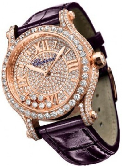 Chopard Dameklokke 274891 5001 Happy Sport Diamantsmykket/Lær Ø36 mm