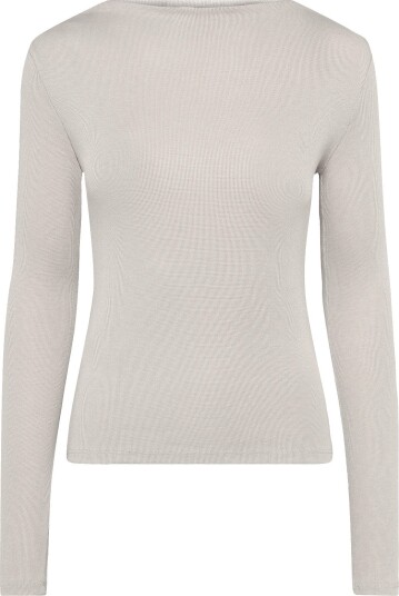 Mango Long Sleeved Boat Neck T Shirt Beige XS