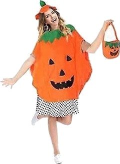 Halloween Gresskarponcho Kostyme til Voksen