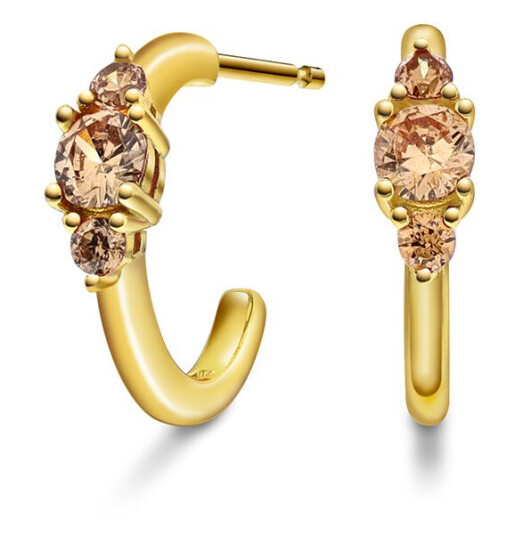 Pan Jewelry Rio Radiance øredobber i forgylt 925 sølv med champagne zirkonia