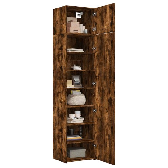 Smalt oppbevaringsskap røkt eik 50x42,5x225 cm konstruert tre