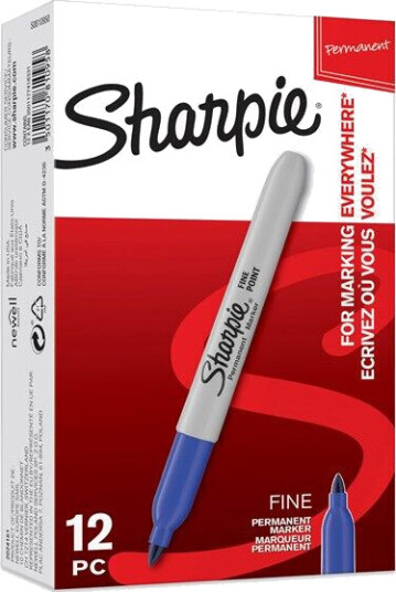 Sharpie Permanent Markers  Fine Point  Blå  12 Count