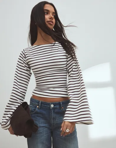 Nelly   Rutete/Stripete   Stripe Wide Sleeve Top