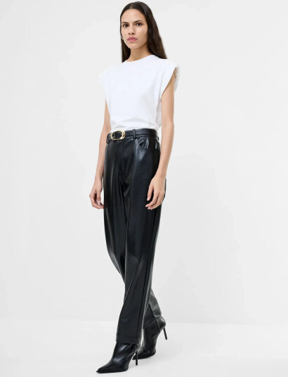 French Connection Brody Croc Pu Trouser - Black - 38 French Connection Brody Croc Pu Trouser - Black - 38