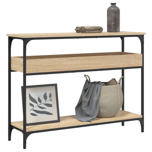  Konsollbord med hylle sonoma eik 100x29x75 cm konstruert tre