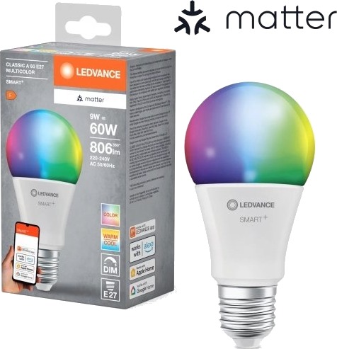 Ledvance Smart+ Matter Multicolor Classic A60 9W   E27 Smart Pære