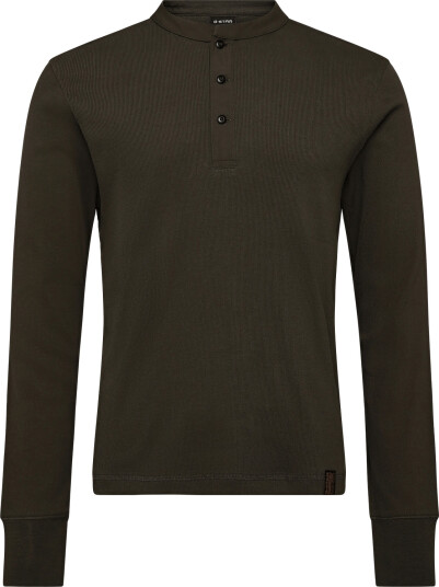 G Star Shrunken Slim Rib Henley L\S Khaki green M