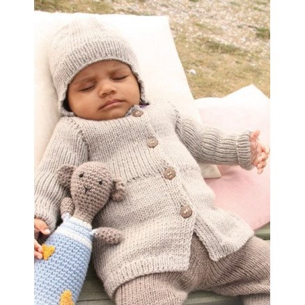 Samuel Jakke by DROPS Design Baby Jakke Strikkeoppskrift str 1 mdr 4 år
