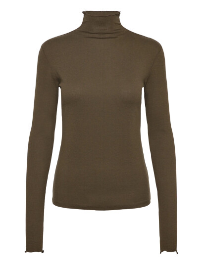 Filippa K Rib Mock Neck Top - Khaki green - XL