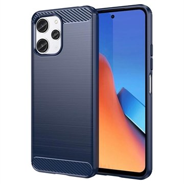 Xiaomi Redmi 12 Børstet TPU Deksel Karbonfiber Blå