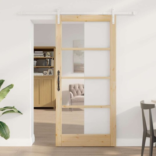 vidaXL Skyvedør med utstyrsett 'ORKDAL'Solid tre & glass