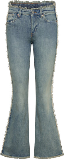 Monki Katsumi Low Waist Patchwork Flared Jeans - Blue - 28