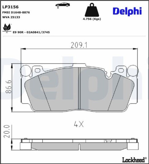 Bremseklosser DELPHI LP3156