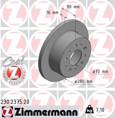 ZIMMERMANN 230.2375.20 Bremseskive