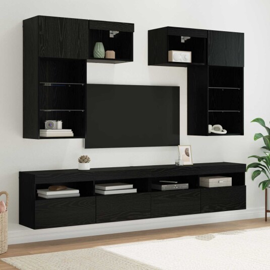  TV Vegg Enheter Veggmontert 6 pcs Artisan Eik 100 x 30 x 40 cm
