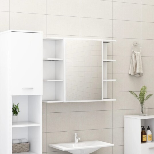 vidaXL Speilskap til baderom hvit 80x20,5x64 cm sponplate