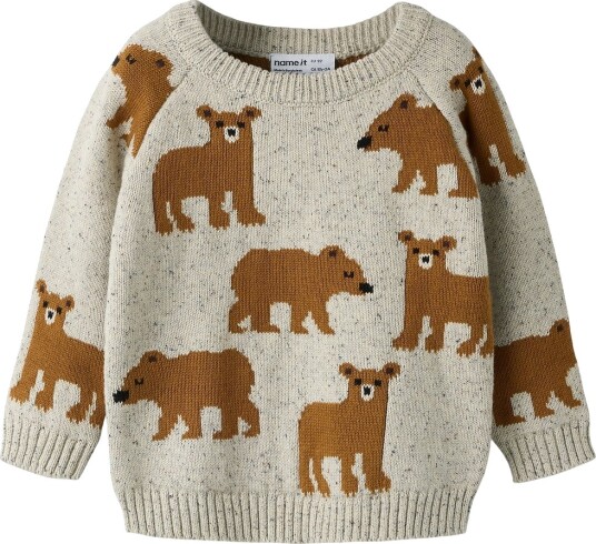 Name It Genser Strikk NmmOla Peyote Melange Name It 1½ år (86) Genser Beige Brun Grå