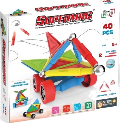 Supermag Projects Wheels Magnetisk Byggesett 5+ År 40 Deler