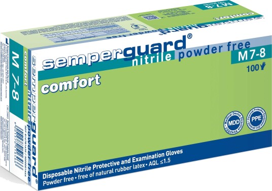 Semperguard M7 8 Comfort Engangshanske nitril pudderfri M 100 stk Klær Semperguard M7 8 Comfort Engangshanske nitril pudderfri M 100 stk Klær