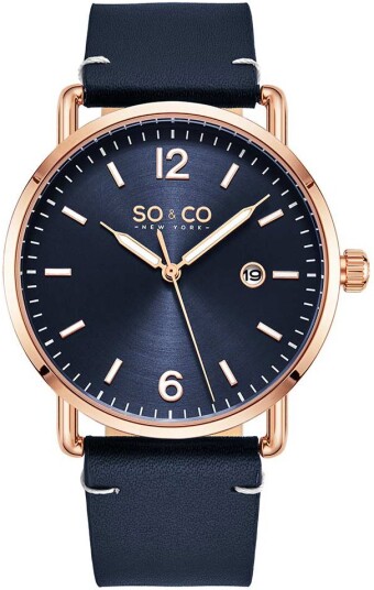 So & Co New York Herreklokke 5511.3 Madison Blå/Lær Ø38 mm