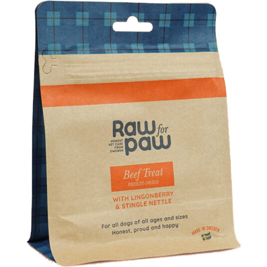Raw For Paw Biffgodbit til Hund med Tyttebær og Brennesle, 50g