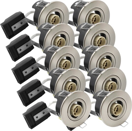 V Tac 10 stk. GU10 innfellingsspot Satin nikkel IP20