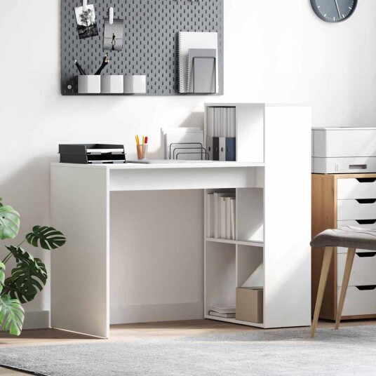  Skrivebord Hvit Konstruert tre Medium Oppbevaring Skrivebord